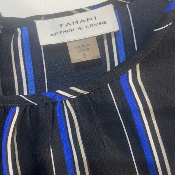 NWOT black/blue stripe blouse - Picture 2 of 5